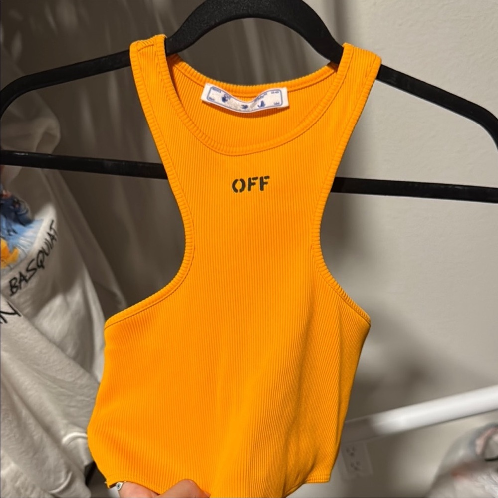 Orange off white tank